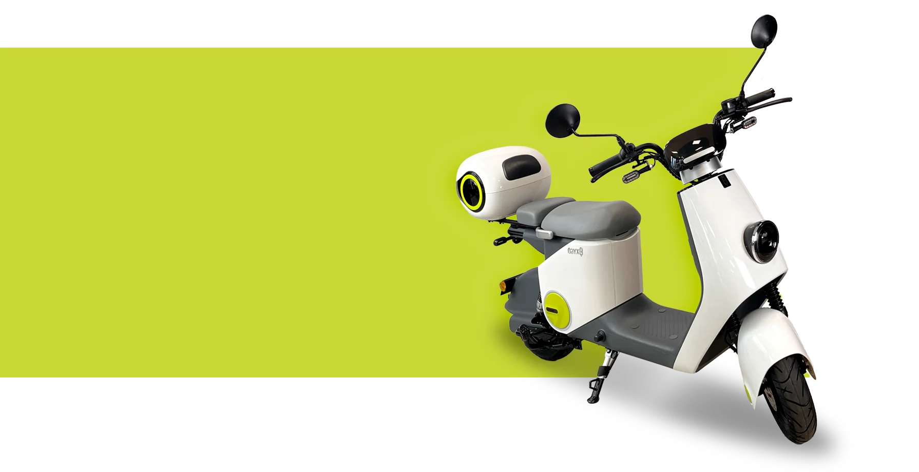 Oxygo - Scooter Singo 50 détouré vue de profil sur fond étiré coloré